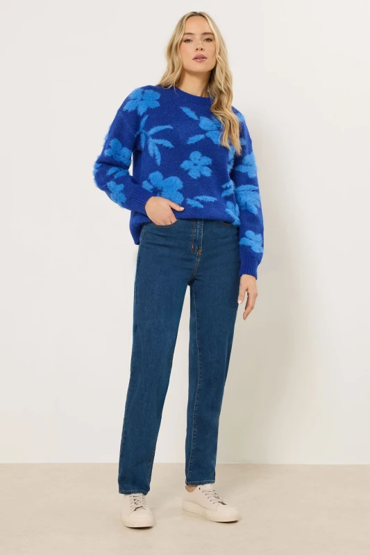 Image of Long Tall Sally Womens Tall Mom Jeans in Blue Size: 18L Blue Female 18L