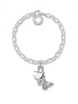 Thomas Sabo Sterling Silver Charm Club Bracelet With Butterfly And Heart Charms