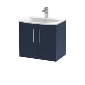 image of Hudson Reed Juno 600mm Wall Hung 2 Door Vanity & Curved Basin - Electric Blue