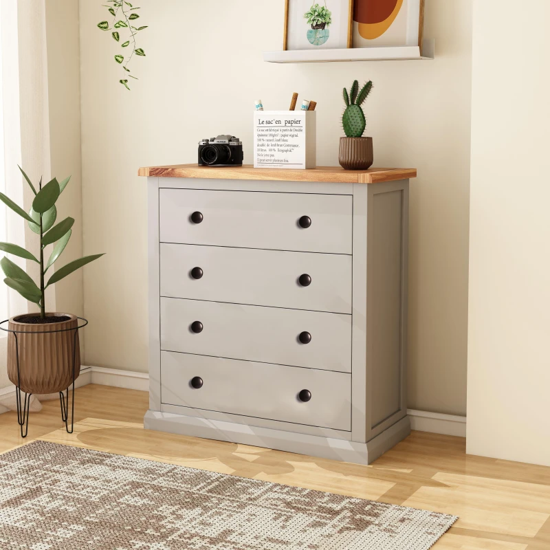 Image of Cabinet Bits Loreo 4 Drawer Chest of Drawers Brass Knob in Light Grey Light Grey Unisex