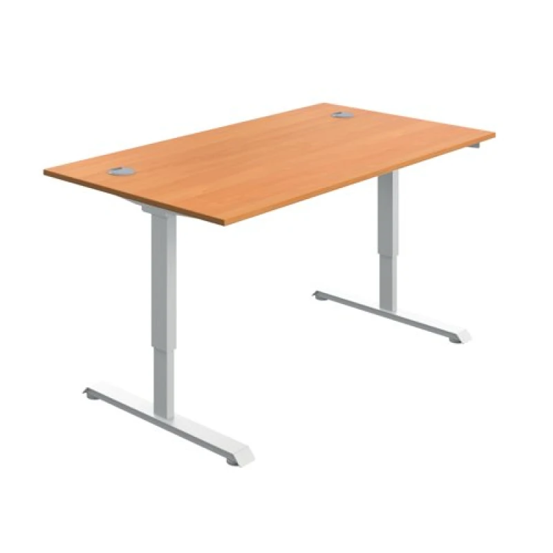 Image of Serrion Single Motor Sit/Stand Desk 1400x800x730-1220mm Beech/White KF800327
