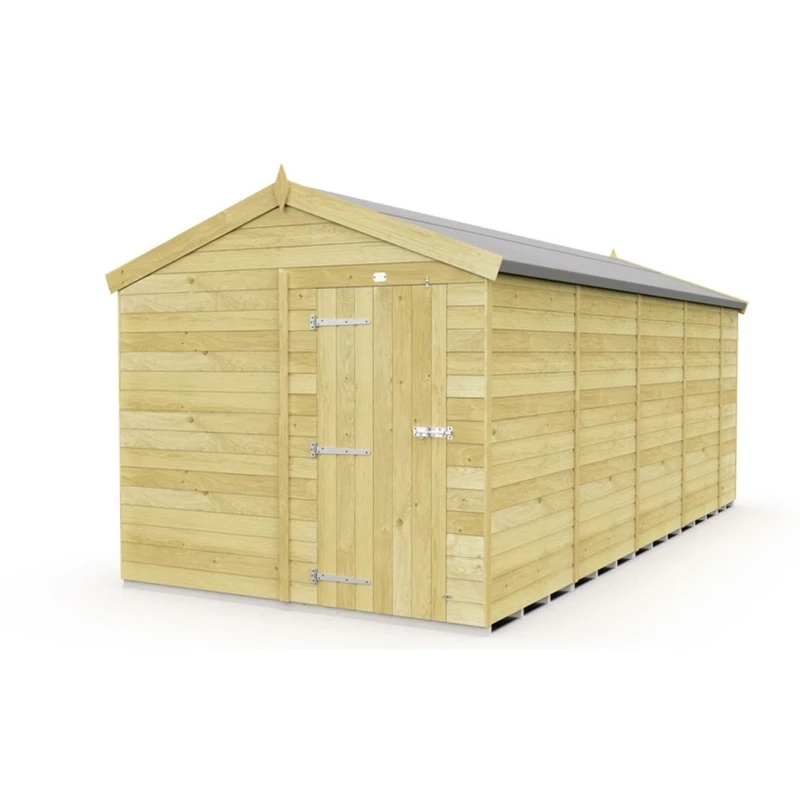 Image of Buttercup Farm 8 x 17 Feet Apex Shed - Single Door W/O Window - L503 x W231 x H217cm in Brown Brown Unisex