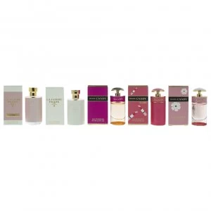 image of Prada Miniatures Gift Set 9ml La Femme Leau Eau de Toilette + 9ml La Femme Eau de Toilette + 7ml Candy Eau de Parfum + 7ml Candy Eau de Toilette + 7ml