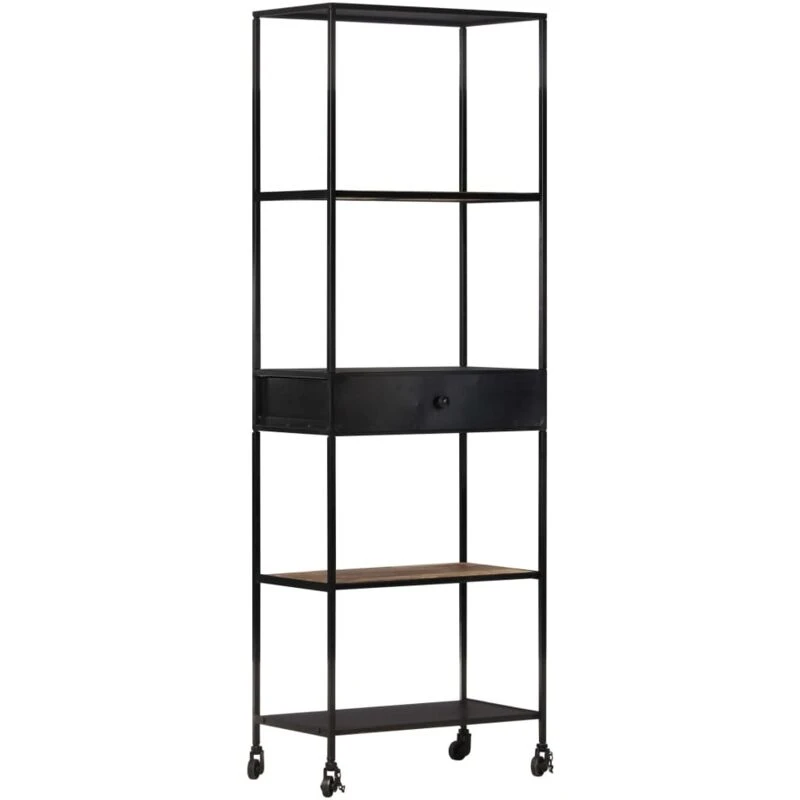 Image of VIDAXL Book Cabinet 60x35x180cm Rough Mango Wood & Iron Vidaxl 8720286082416