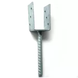 image of Zinc Plated u Type Post Fence Foot Anchors - Size 71 x 60 x 120 x 5mm - Pack of 2