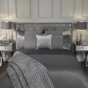 Image of Emma Barclay Glamour Quilted Sequin Crushed Velvet Duvet Cover Set, Silver, Single