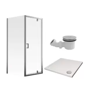 image of Aqualux 800 x 800mm Pivot Door Shower Enclosure and Tray Package