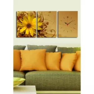 3P3040CS-7 Multicolor Decorative Canvas Wall Clock (3 Pieces)