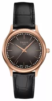 image of Tissot T9262107629100 Excellence Lady 18ct Gold Black Sunray Watch