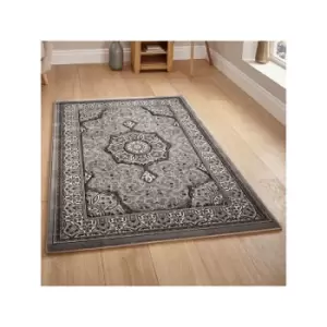 Image of Heritage 4400 Traditional Hand Carved Rug, Grey, 120 x 170 Cm - Think Rugs