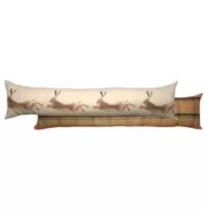 image of Evans Lichfield Hunter Leaping Hare Draught Excluder Polyester Linen Multi