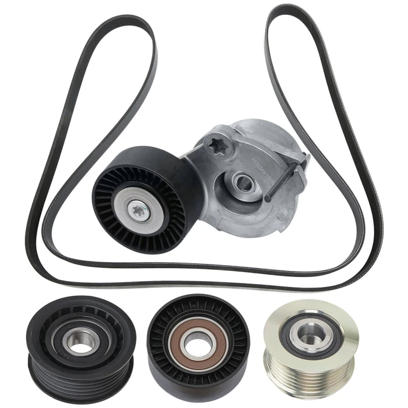 Image of RIDEX 542R0200 V-ribbed belt set Pulleys: with freewheel belt pulley V-Ribbed Belt Set (542)