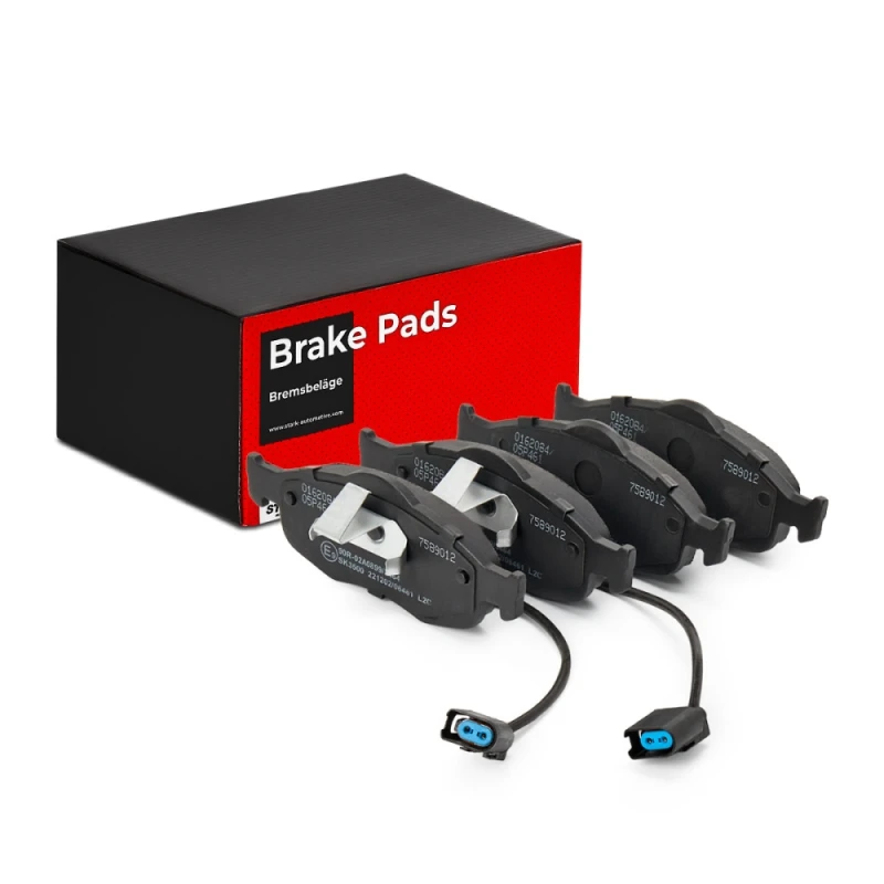 Image of STARK SKBP-0010335 Brake pad set Front Axle, with integrated wear sensor, with anti-squeak plate Brake Pad Set,disc brake (402)