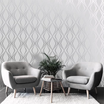 image of Belgravia Decor Amelie Geometric Wallpaper - Grey