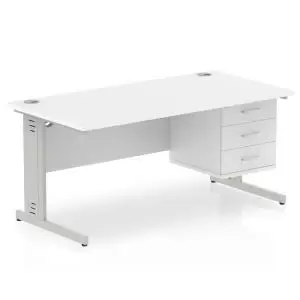 image of Impulse 1600 Rectangle Silver Cable Managed Leg Desk White 1 x 3