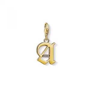 image of Ladies Thomas Sabo Gold Plated Sterling Silver Charm Club Letter A Charm