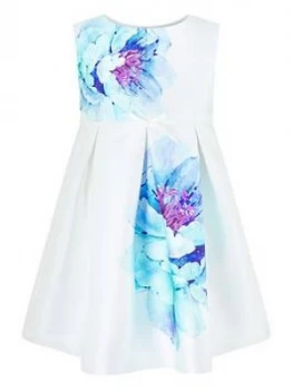 image of Monsoon Baby Girls Peony Bloom Print Dress - Ivory