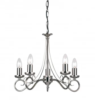 image of 5 Light Multi Arm Ceiling Pendant Candle Antique Silver, E14