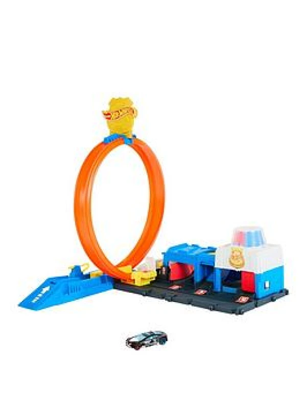 Image of Hot Wheels Hot Wheels Toy Car Track Set Super Police Station Playset