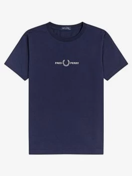 Image of Fred Perry Boys Embroidered T-Shirt - Carbon Blue, Carbon Blue, Size 11-12 Years