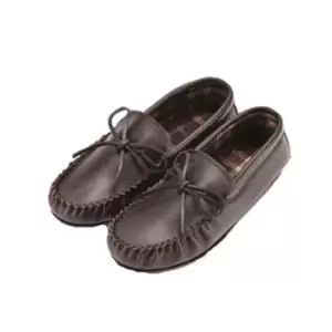 Image of Eastern Counties Leather Unisex Fabric Lined Moccasins (14 UK) (Dark Brown)