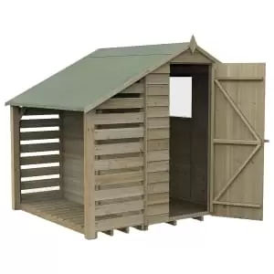 Image of Forest Garden 6 x 4ft 4Life Apex Overlap Pressure Treated Shed with Lean-To and Assembly