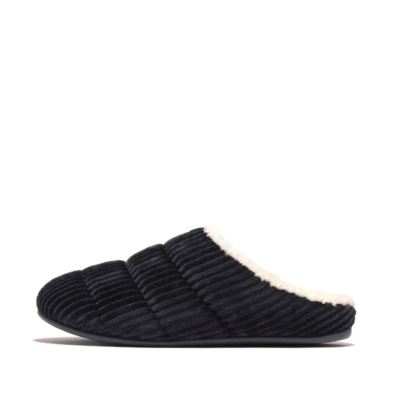 Image of Fitflop Chrissie Fleece-Lined Corduroy Slippers - Blue Blue 3