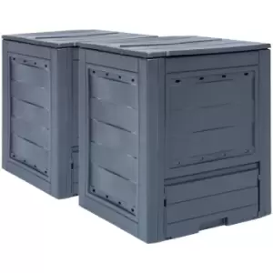 image of Vidaxl - Garden Composters 2 pcs Grey 60x60x73cm 520 l Grey