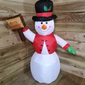 image of 122cm (4ft) Inflatable LED Outdoor Winter Snowman with Merry Christmas Sign