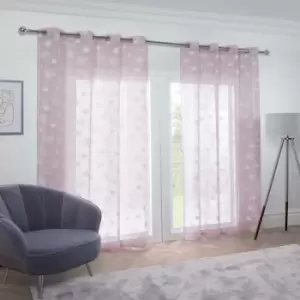 Image of Emma Barclay Whisper Print Voile Curtain Panel (Single) Eyelet Curtains - Blush 57" x 90" - Blush