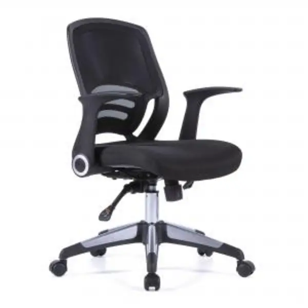 image of Graphite Designer Medium Back Task Chair with Folding Arms and Stylish NTDSBCMF560BK