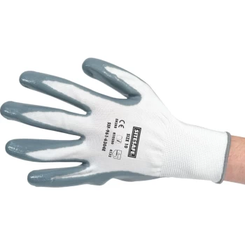 Image of Flat Palm-side Coated Grey/White Gloves - Size 10