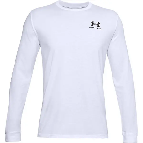 Image of Under Armour Logo Chest Top Long Sleeve Performance T-Shirts S White 62145701350