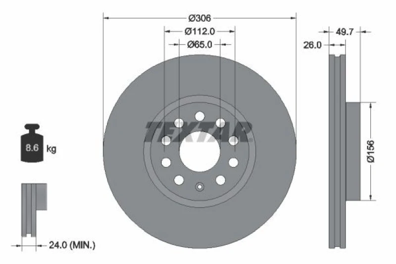 Image of Brake disc TEXTAR 92334805