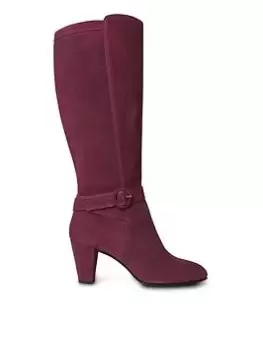 Joe Browns Now And Forever High Leg Suede Boots-burgundy, Burgundy, Size 6, Women