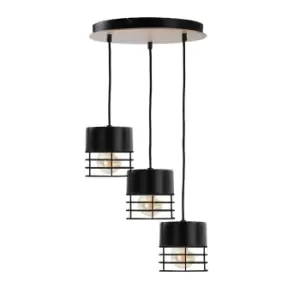 Image of Casa Cluster Pendant Ceiling Light Black, Wood, 32cm, 3x E27