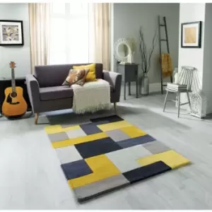 Image of Lexus Yellow 120cm x 170cm Rectangle - Grey and Yellow and Multicoloured