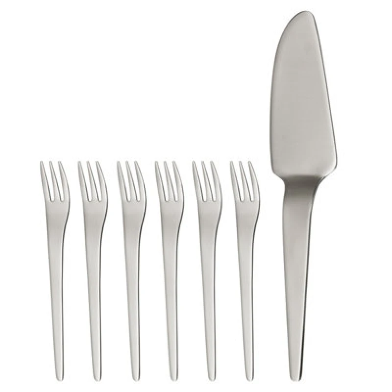 Image of Premier Housewares Curve Cake Serving Set Silver