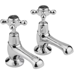 Image of Hudson Reed Topaz Black Crosshead Basin Taps Dome Collar