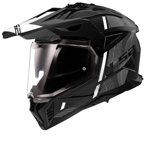 Image of LS2 MX702 Pioneer II Hill Matt Black White Adventure Helmet Size M