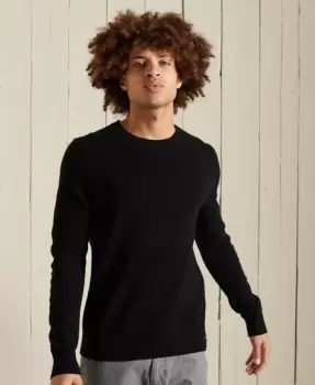 Image of Superdry Mens Lambswool Lightweight Crew Jumper Black - Size: Xxl