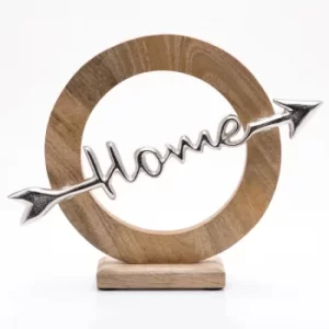 image of 'Home' Arrow Wood and Metal Ornament 28cm