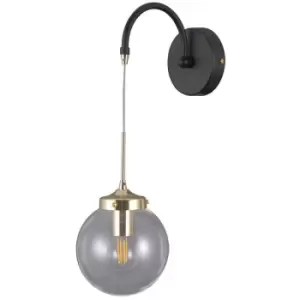 image of Italux Domenico - Industrial And Retro Wall Lamp Black Matt, Gold 1 Light with Clear Shade, E14