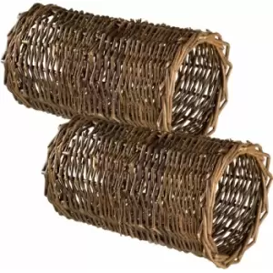 Image of 2 Rabbit tunnels - wicker tunnel, rabbit tube, rabbit burrow pipe - brown