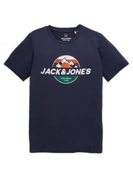 image of Jack & Jones Junior Boys Mountain Short Sleeve T-Shirt - Navy Blazer