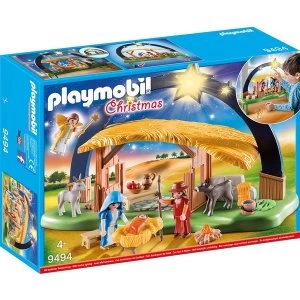 image of Playmobil - Christmas Illuminating Nativity Manger with Fold-out Feet Playset