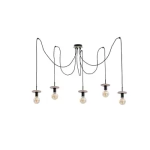 image of Saturn Cluster Pendant Ceiling Light Natural, Black, 5x E27