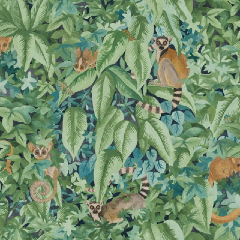 Image of Holden Decor Lemur Leaves Wallpaper Aqua / Green Holden 14311