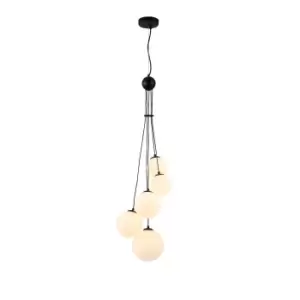 image of Marshall Ceiling Pendant, 5 Light G9, Satin Black, Opal Glass