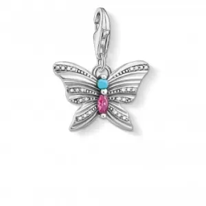 image of Sterling Silver Butterfly Multicoloured Charm Pendant 1831-342-7